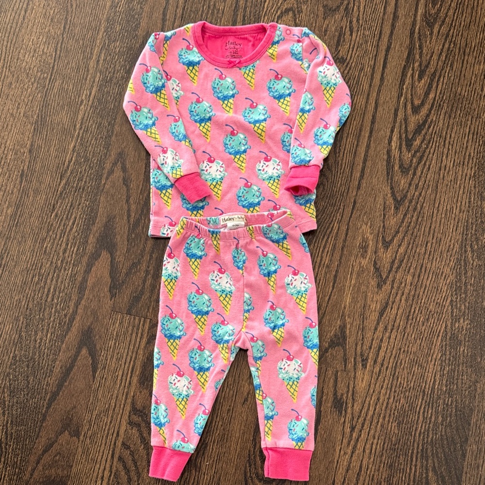 Hatley Pink and Blue Ice Cream Print Pajama Set